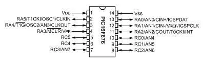 PIC16F676-I/P CMOS Microcontrolador Flash-Base 8 Bit