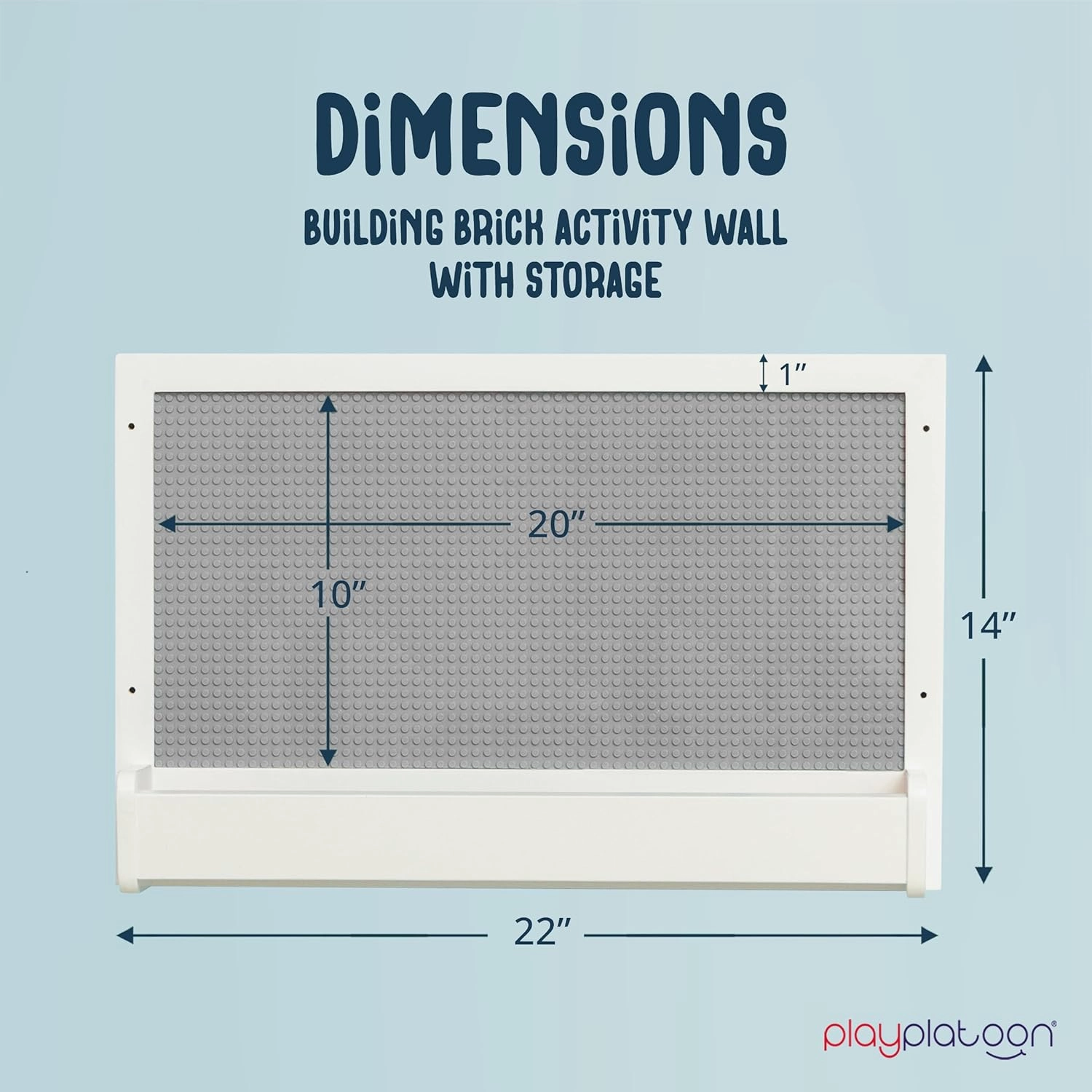Play Platoon Building Brick Wall Mount Activity Toy with Storage - 21 x 14 inch Frame, Large Wall Activity Display Building Blocks Baseplate Panel, Compatible with All Major Brands
