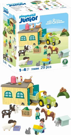 PLAYMOBIL Junior: Farm Adventure with Tractor, Trailer, and Animal Friends