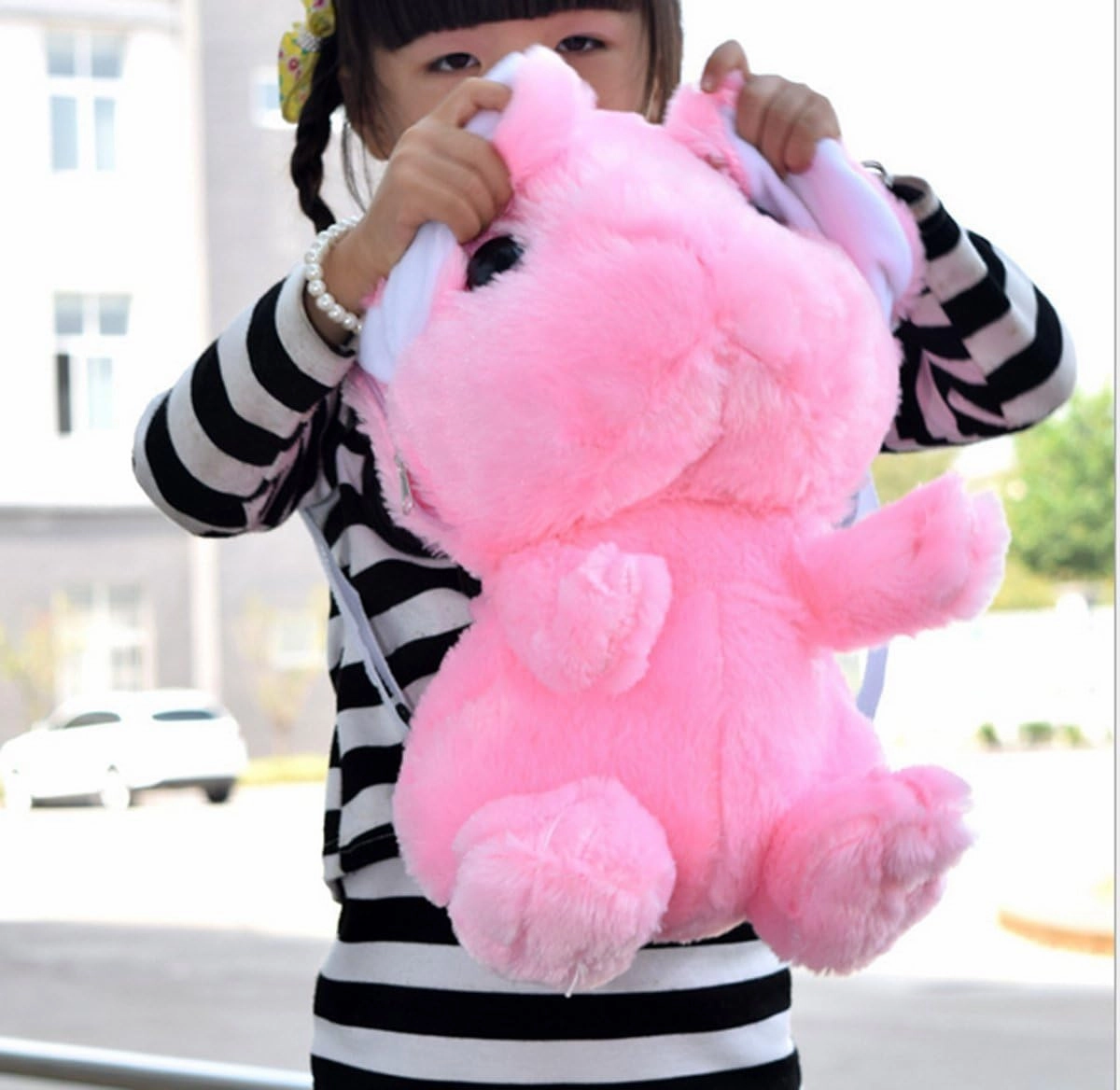 Plush Stuffed Animal Backpack Bunny Backpack with Adjustable Gift for Women Girl (Pink)