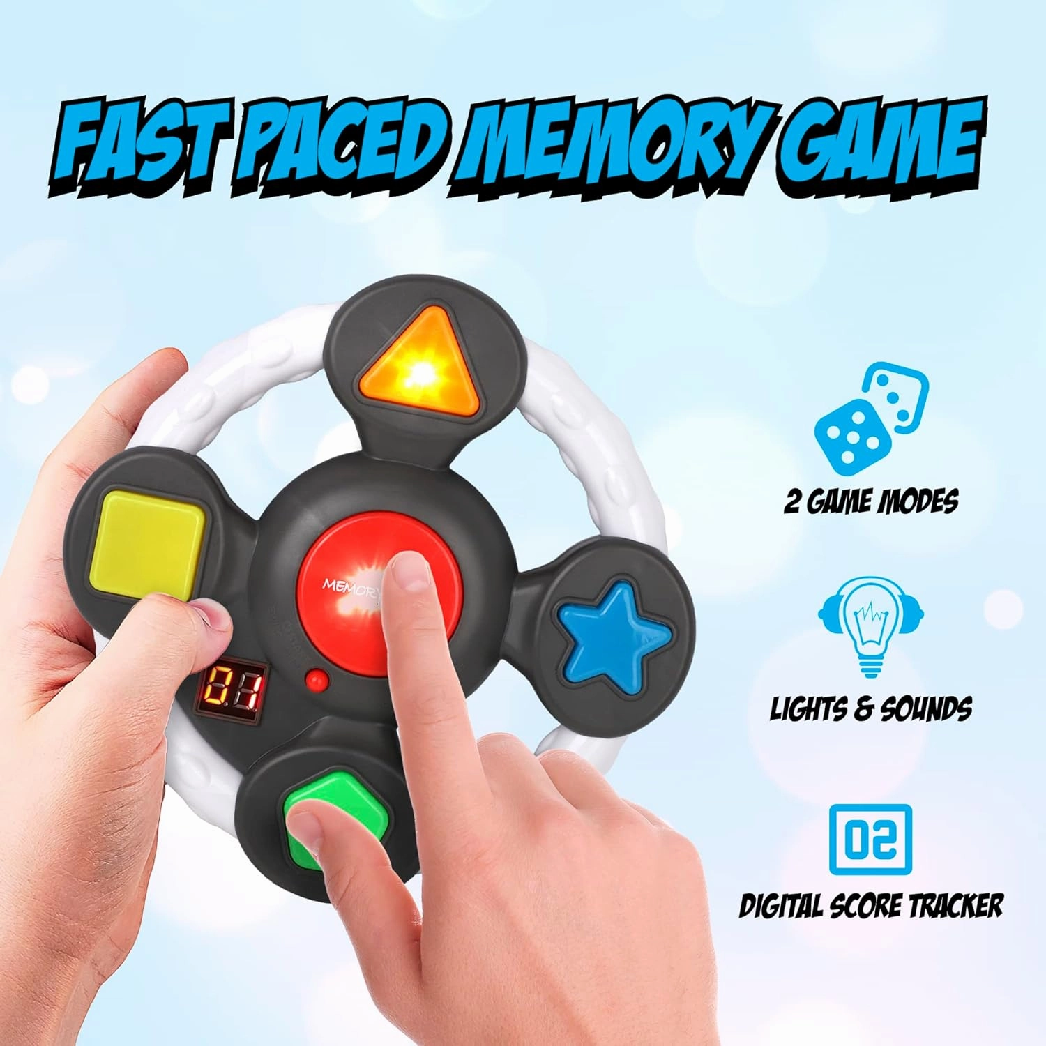 Point Games Handheld Memory Game, Kids Electronic Games, Sequence Fun for Kids with Lights & Sounds, Brain Challenge for Boys & Girls Ages 8 
