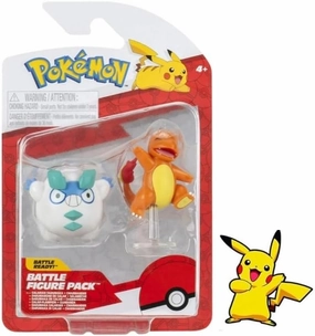 Pokemon Battle Ready Figure 2 Pack - 2 Inch Action Figures Plus Bonus Sticker (Galarian Darumaka and Charmander)