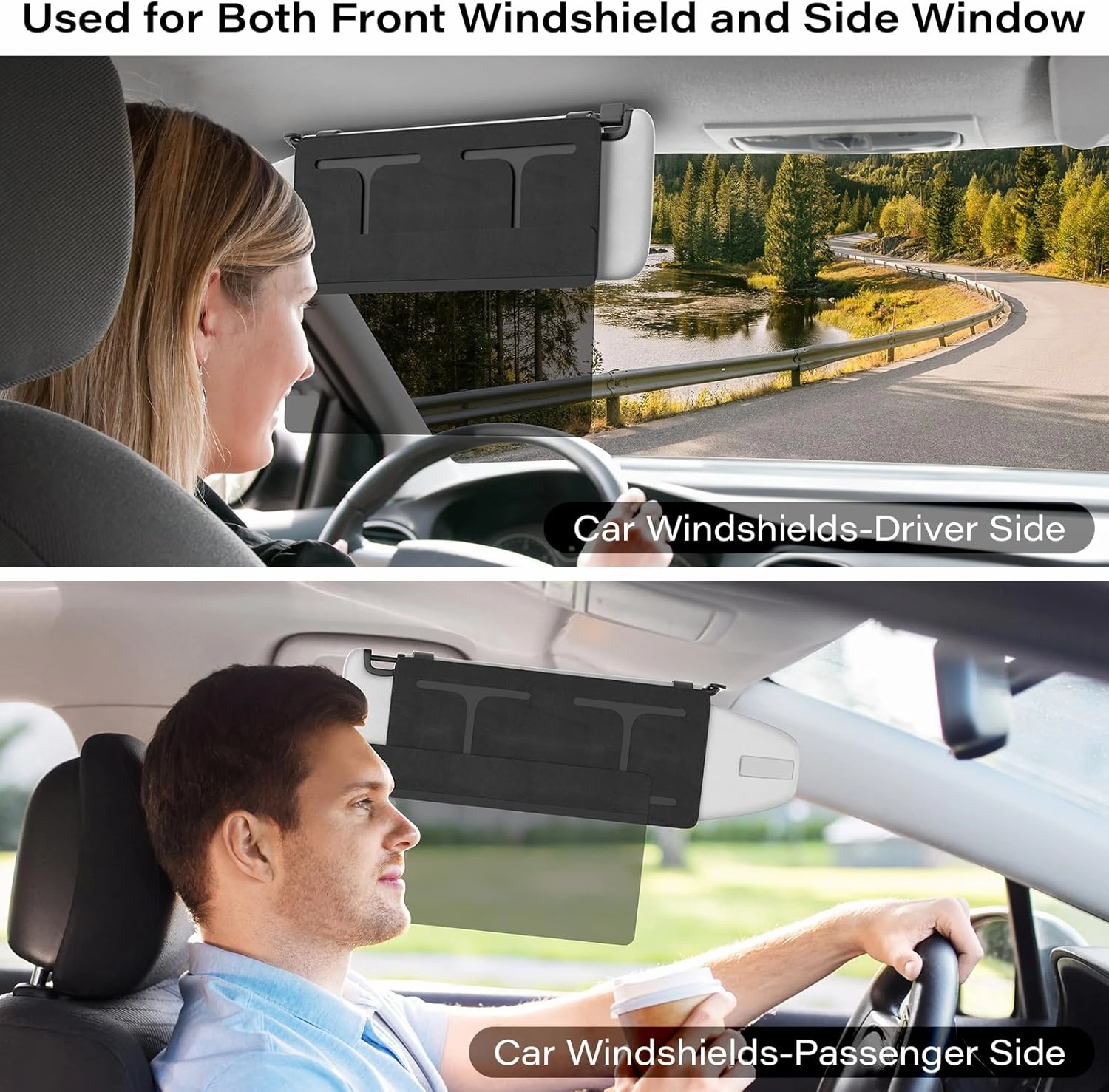 Polarized Car Sun Visor Extender, Upgraded Polarized Car Visor Extender Sun Blocker UV400, Universal Visor Extension for Car Visor, Adjustable Car Sun Visor, Glare, UV Protector-BLACK