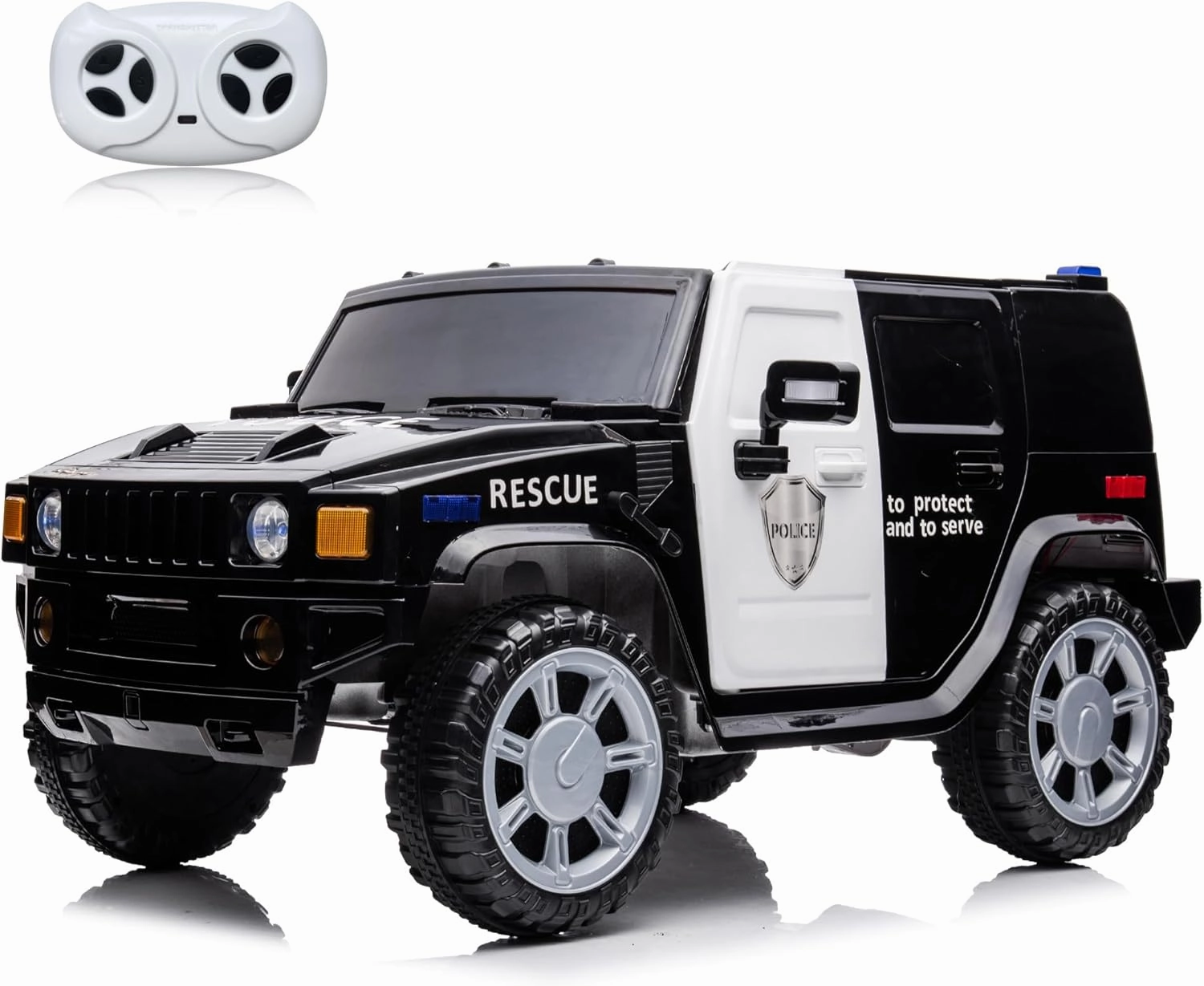 Police car 12V 5 MPH Kids Car Ride on Truck Toys w/Remote Control,Kid Cars to Drive,Power Wheels Ride on Toys Battery Powered Electric Vehicles for Ages 3-8 Boys Girls (Black)
