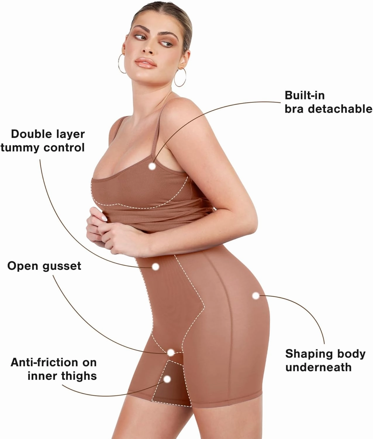 Popilush Summer Dresses for Women 2025 - Club Dress Cocktail Shapewear Mini Dress Spaghetti Straps Dinner Date Night Bodycon