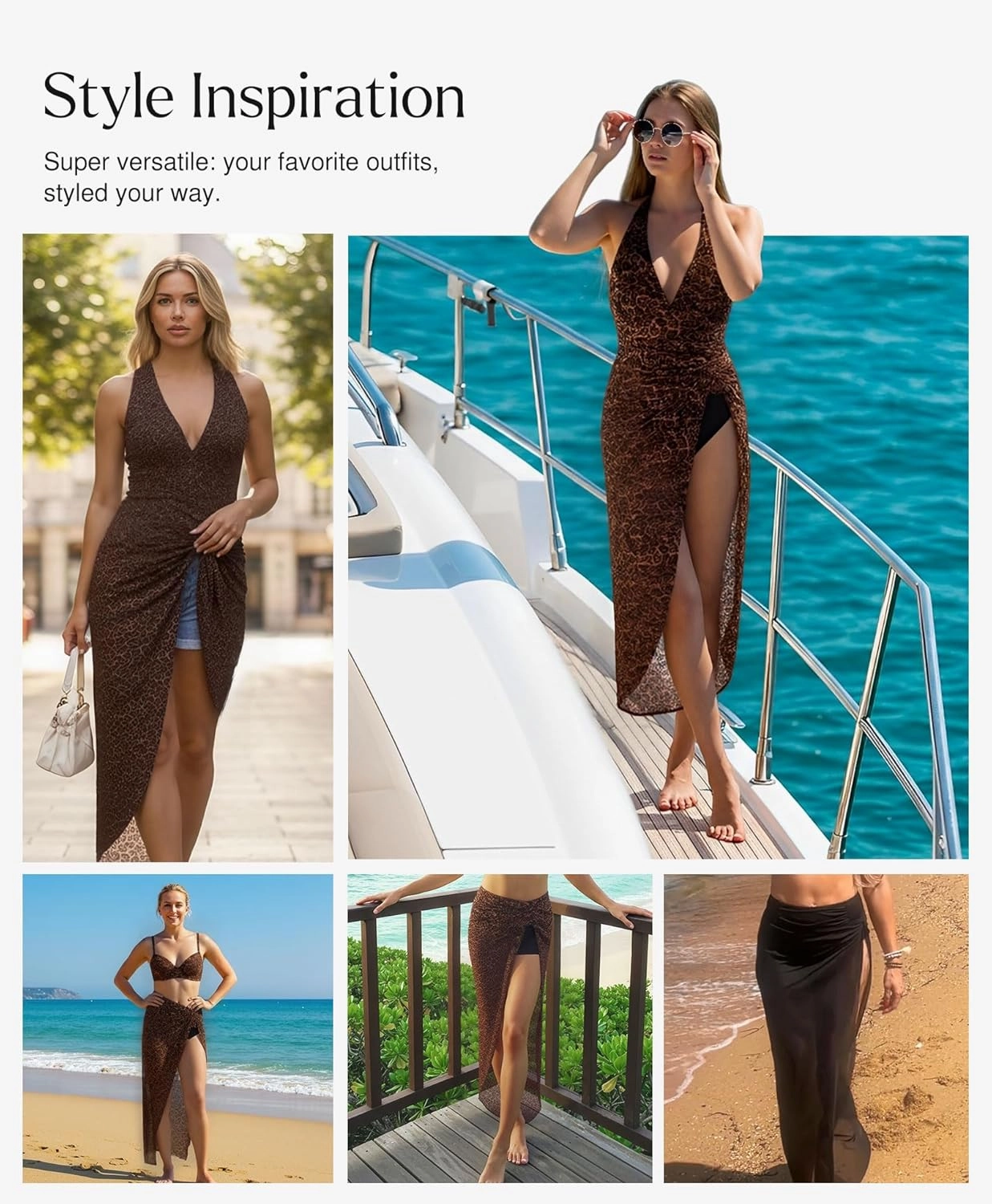Popilush Swimsuit Coverup for Women - Mesh Swim Beach Bathing Suit Cover Ups Sarong Wraps Skirt Vacation Clothes