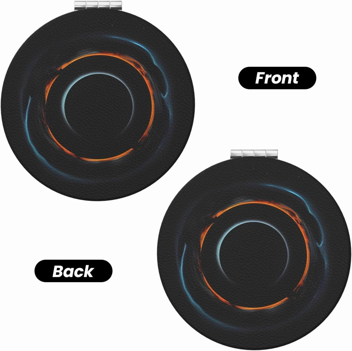 Portable Pocket Makeup Mirror Mysterious Cosmic Black Holes Travel Cosmetic Mirror Round Shape Print Magnifying Compact Mirror for Eyelash