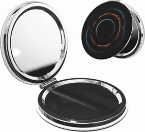 Portable Pocket Makeup Mirror Mysterious Cosmic Black Holes Travel Cosmetic Mirror Round Shape Print Magnifying Compact Mirror for Eyelash