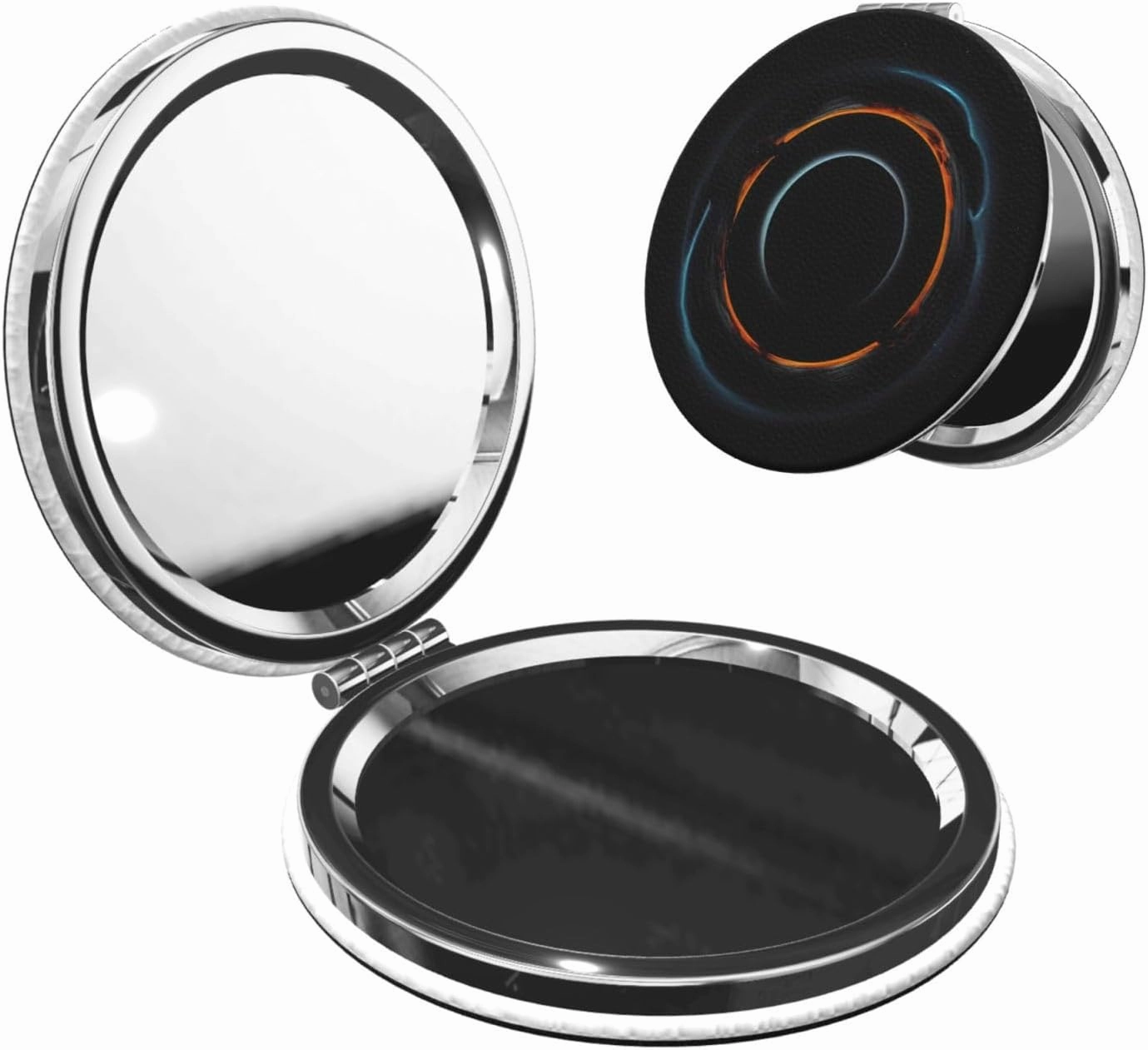 Portable Pocket Makeup Mirror Mysterious Cosmic Black Holes Travel Cosmetic Mirror Round Shape Print Magnifying Compact Mirror for Eyelash