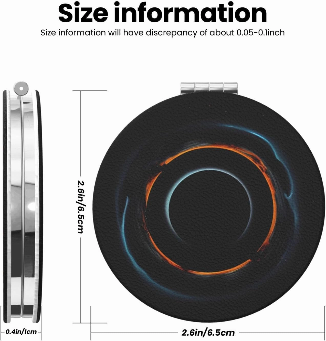 Portable Pocket Makeup Mirror Mysterious Cosmic Black Holes Travel Cosmetic Mirror Round Shape Print Magnifying Compact Mirror for Eyelash