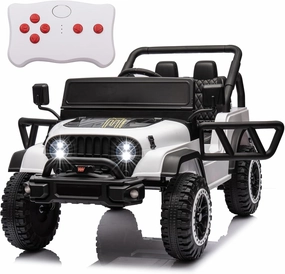 POSTACK 24 Volt Ride on Toys, 4x4 Kids Ride on Car with Parental Remote Control, Power 4 Wheels Electric Car for Kids to Drive, 24V UTV with Music, Bluetooth for Boys Girls, White