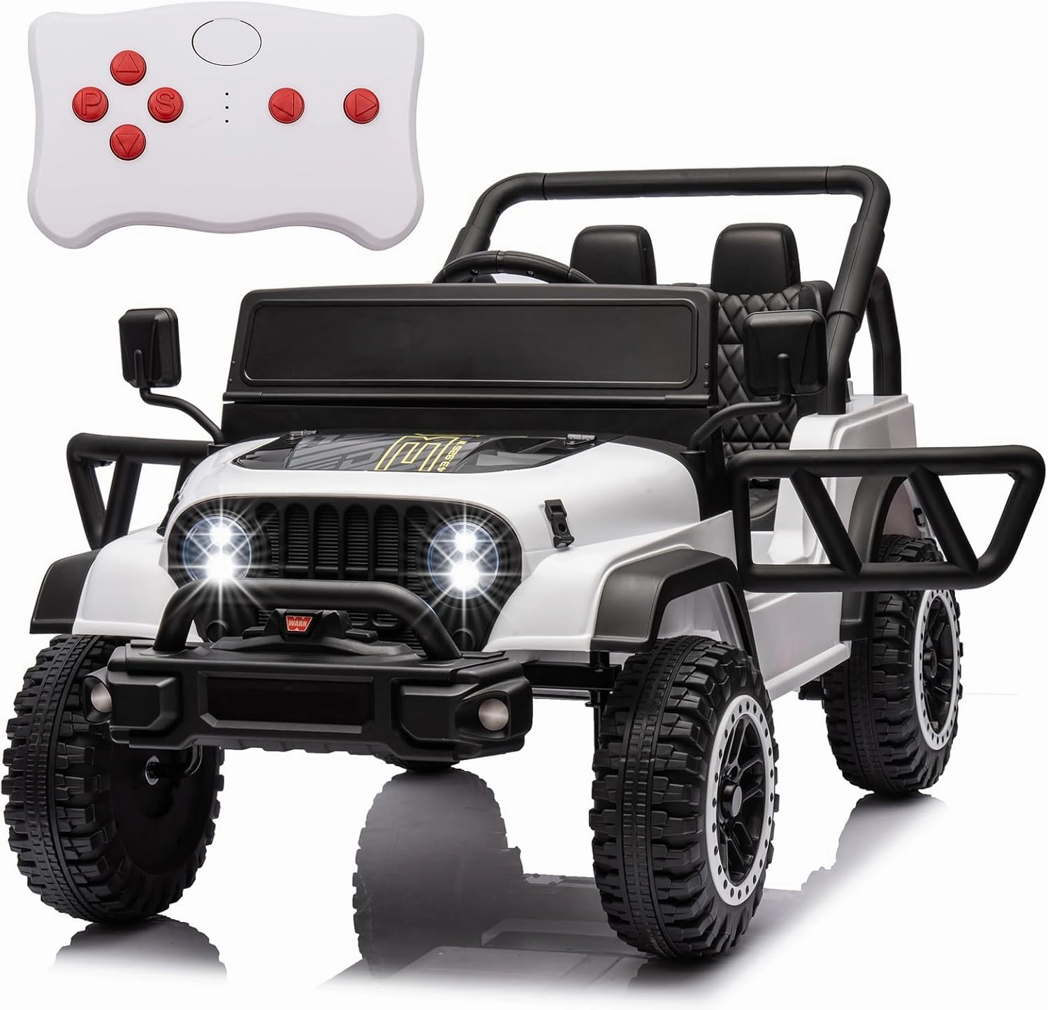 POSTACK 24 Volt Ride on Toys, 4x4 Kids Ride on Car with Parental Remote Control, Power 4 Wheels Electric Car for Kids to Drive, 24V UTV with Music, Bluetooth for Boys Girls, White