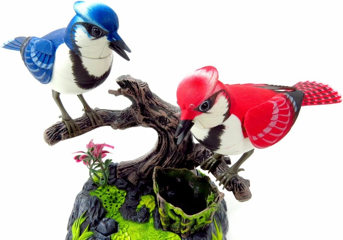 PowerTRC Baltimore Blue Jay Set | Realistic Birds | Toy Bird Pets | Sound Activated | for Enchanting Indoor Ambiance
