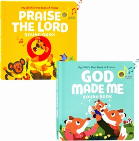 Praise The Lord and God Made Me - Bundle of 2 Books - Christian Sound Books for Toddlers 1-3 | Six Bible Songs & Illustrations in Each Book, Musical Toys for Kids - Baptism Gifts for Boys and Girls