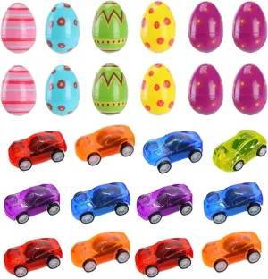 Prefilled Easter Eggs with Toy Inside, Easter Basket Stuffers, Kids Gifts Creative Filled Easter Egg, 24pcs Toy Car