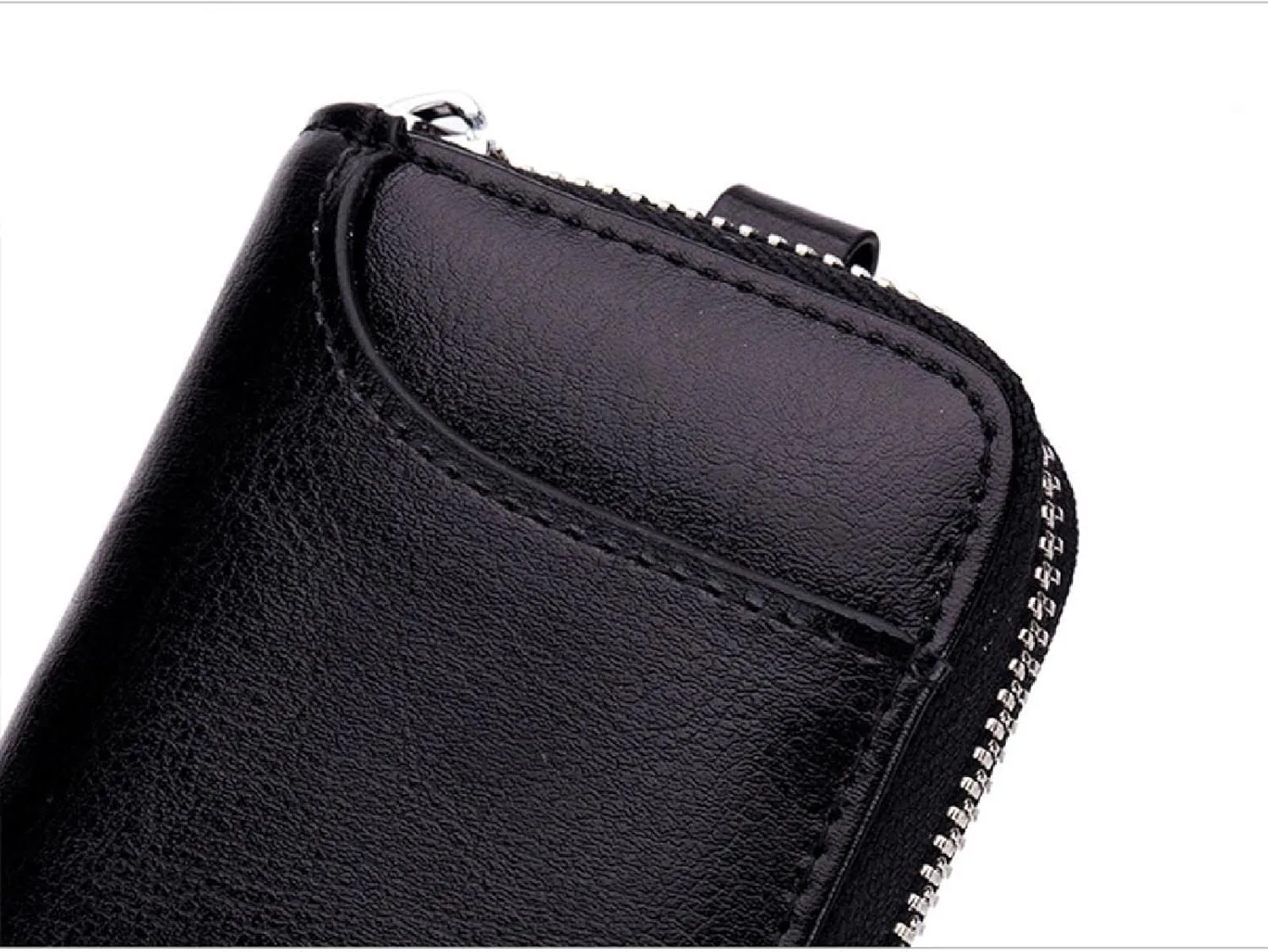 Premium Leather Car Key Case Mini Car Key Holder Keyring Zipper Bag Keychain Case Wallet Purse Unisex (Pink)