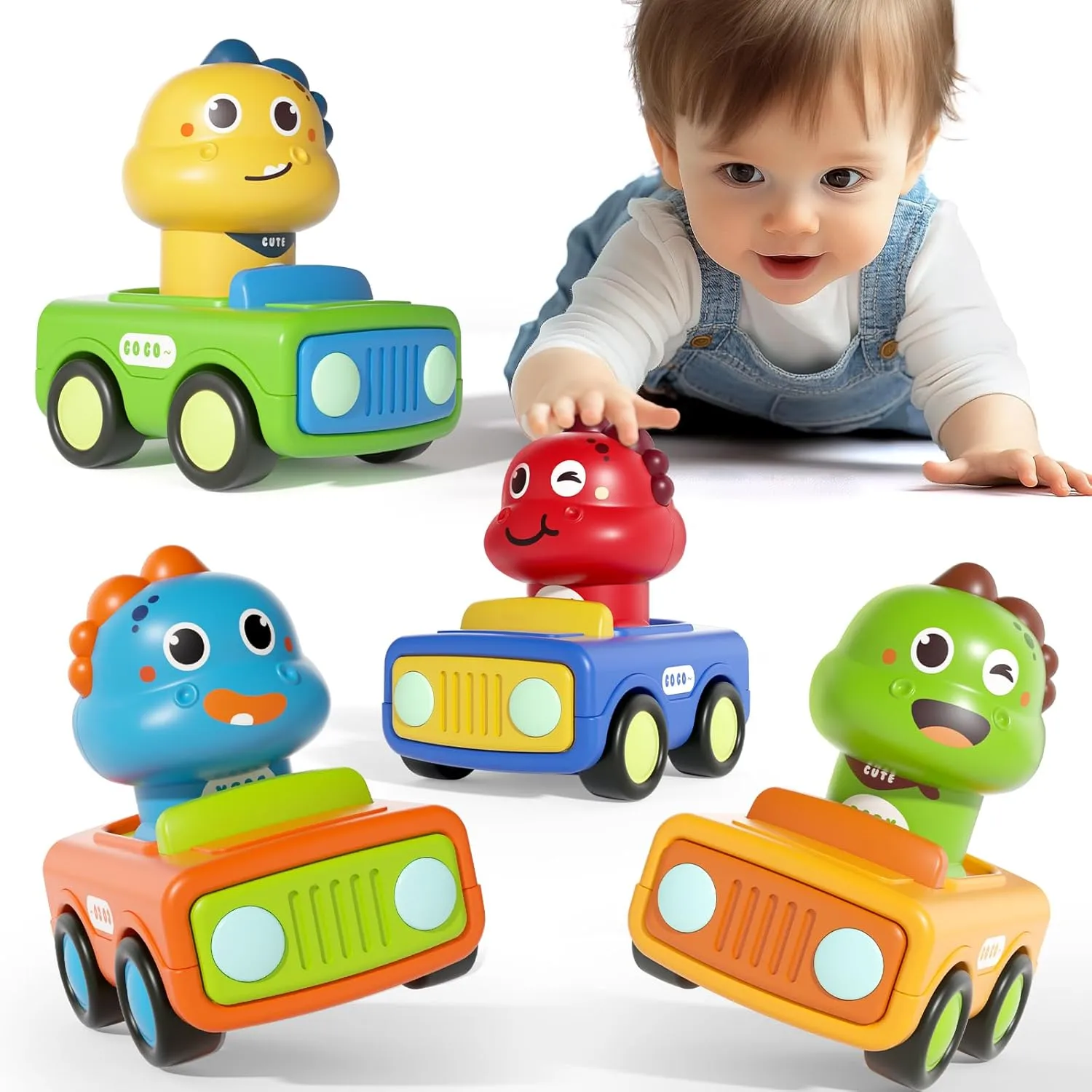 Press and Go Dinosaur Car Toys for 1 Year Old Boy|First Birthday Gift|Baby Toys 12-18 Months Toddler Age 1-2| Cars for Toddlers 1-3
