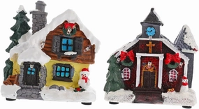 PRETYZOOM 1pc Miniature Christmas Resin House Ornament Landscape Decor for Holiday Home Office Vibrant Colors No Battery Required for Family Friends