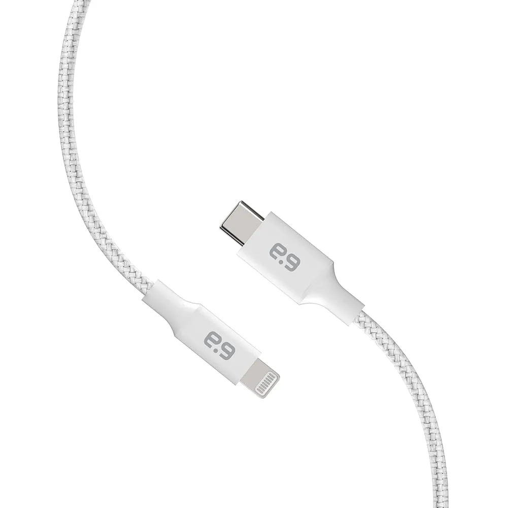 PureGear Braided USB C to Lightning Cable, Apple MFi Certified Charging Data Sync Cable Support Power Delivery & Type C Chargers for iPhone 14,14 Pro, 14 Pro Max,12,11,Xs,XR,X,SE,iPad (6 FT) (White)