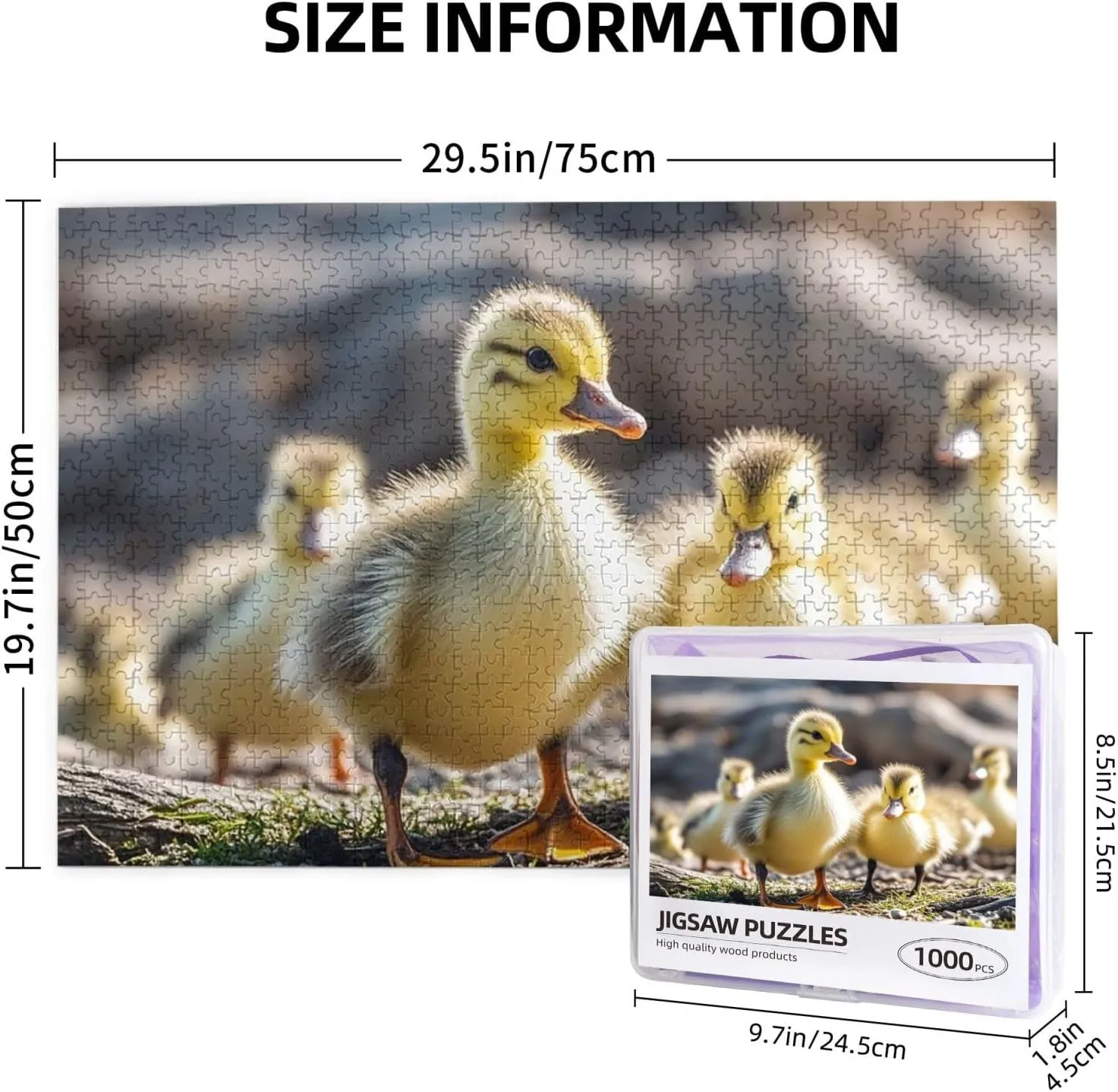 Puzzles 1000 Pieces (29.5" X 19.7") Personalized Jigsaw Puzzles Cute Baby Ducks Puzzle Challenging Photo Puzzle with Storage Bag Picture Puzzle for Adults Family