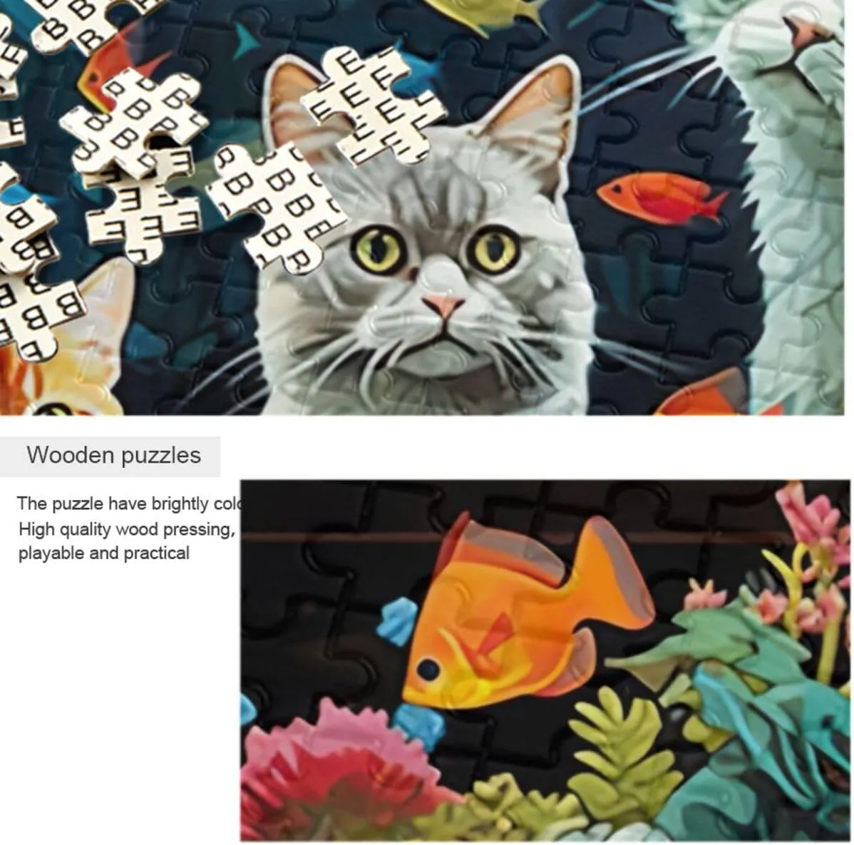 Puzzles for Adults 1000 Piece Cute Cats Fish Tank Jigsaw Puzzles Kids Game Toys Gift Home Decor 202a6342