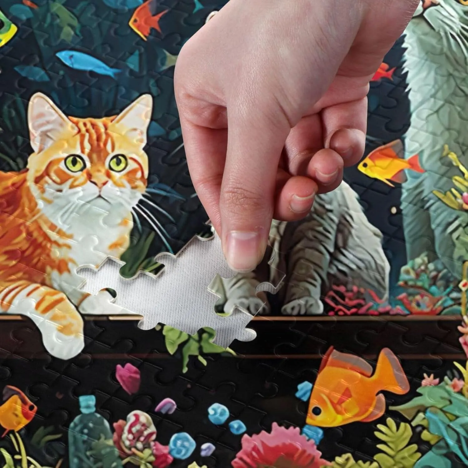 Puzzles for Adults 1000 Piece Cute Cats Fish Tank Jigsaw Puzzles Kids Game Toys Gift Home Decor 202a6342