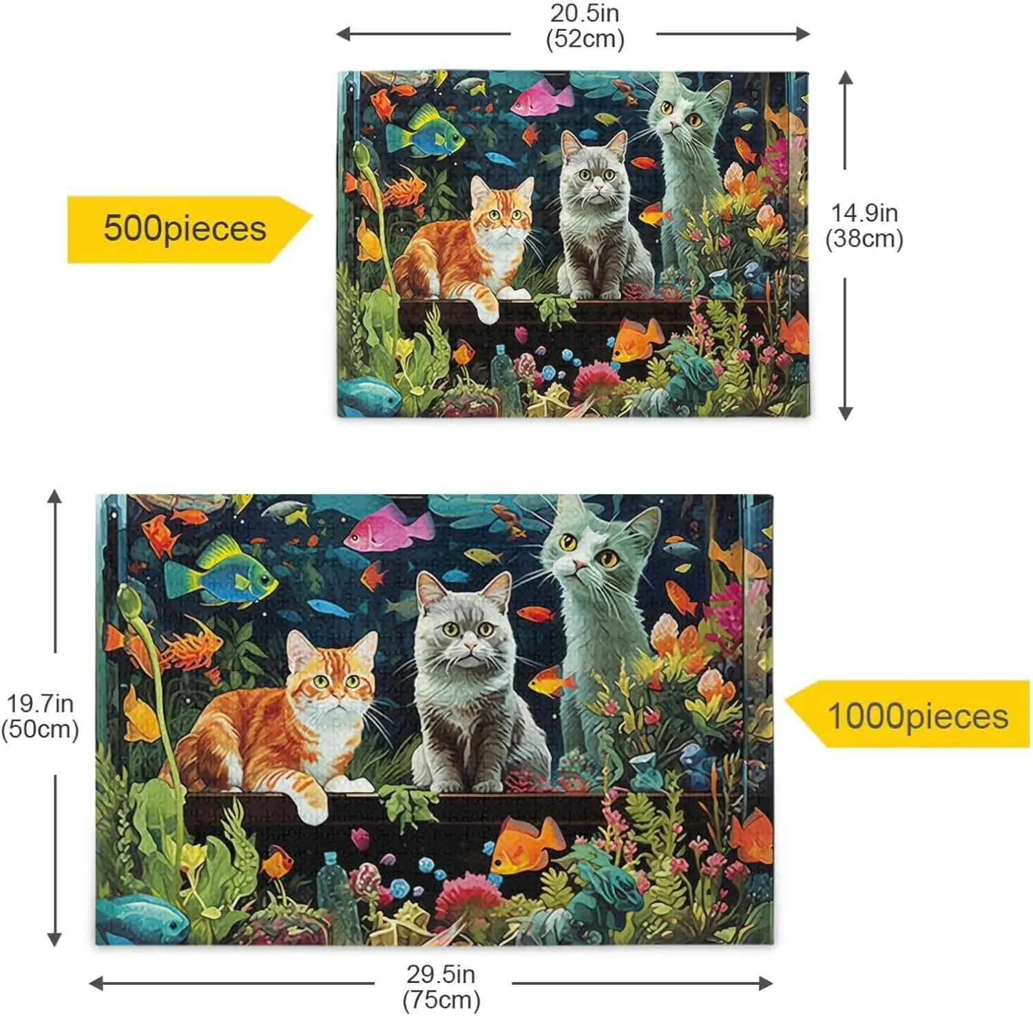 Puzzles for Adults 1000 Piece Cute Cats Fish Tank Jigsaw Puzzles Kids Game Toys Gift Home Decor 202a6342