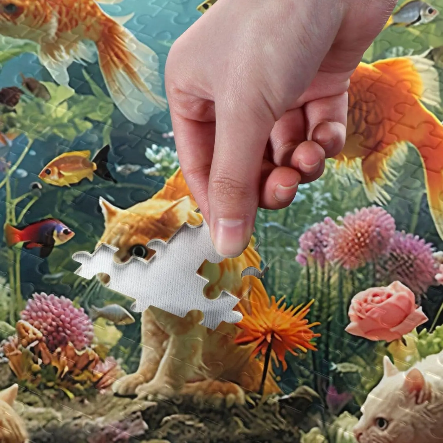 Puzzles for Adults 1000 Piece Cute Cats Fish Tank Jigsaw Puzzles Kids Game Toys Gift Home Decor 202a6345