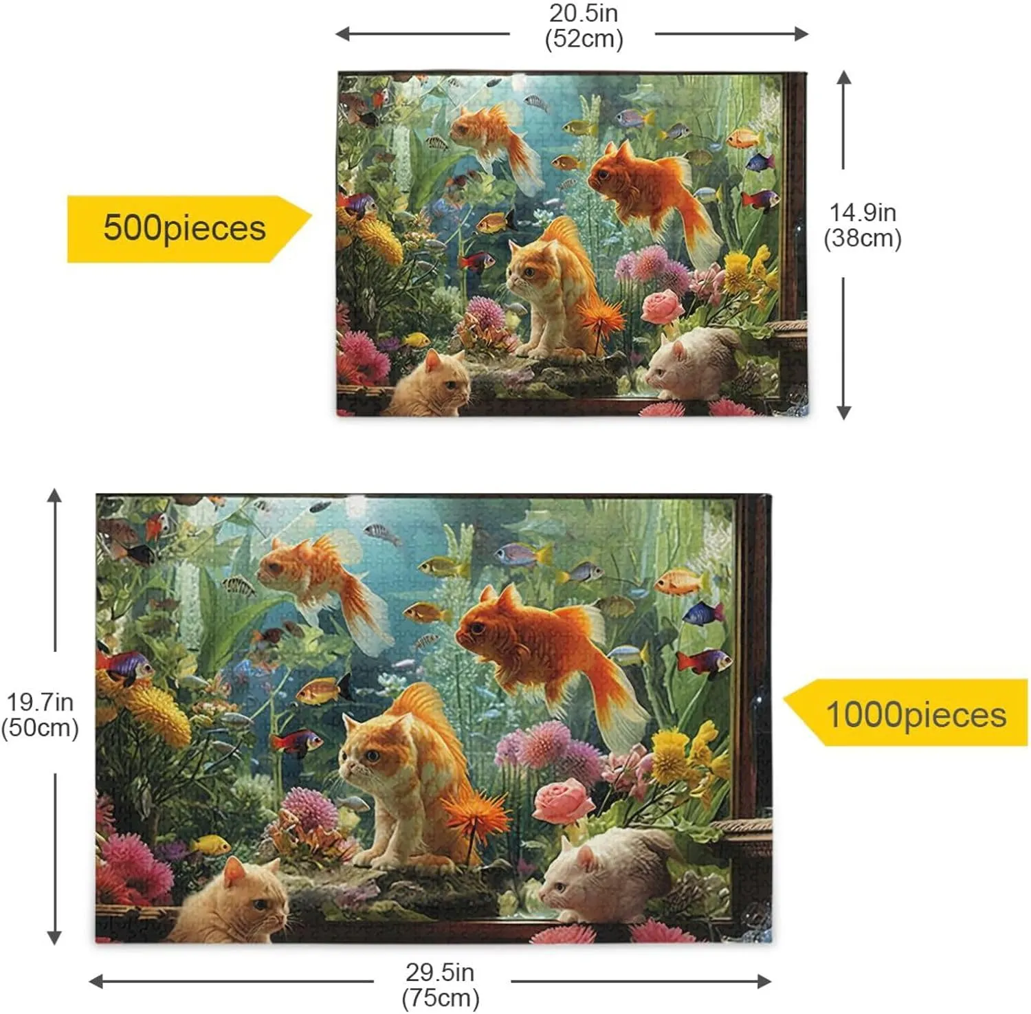 Puzzles for Adults 1000 Piece Cute Cats Fish Tank Jigsaw Puzzles Kids Game Toys Gift Home Decor 202a6345