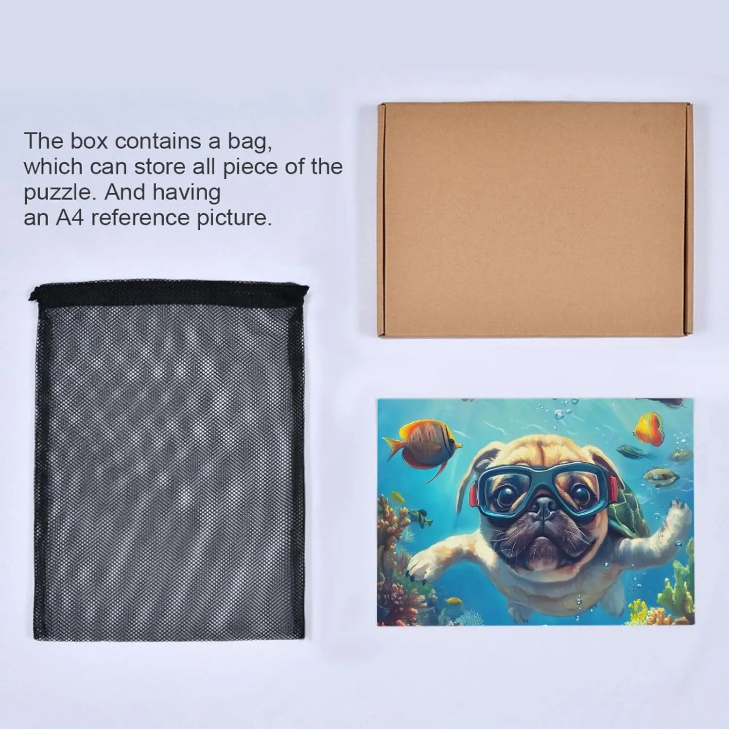 Puzzles for Adults 1000 Piece Cute Pug Swimming Underwater Fish Jigsaw Puzzles Kids Game Toys Gift Home Decor 202b8592