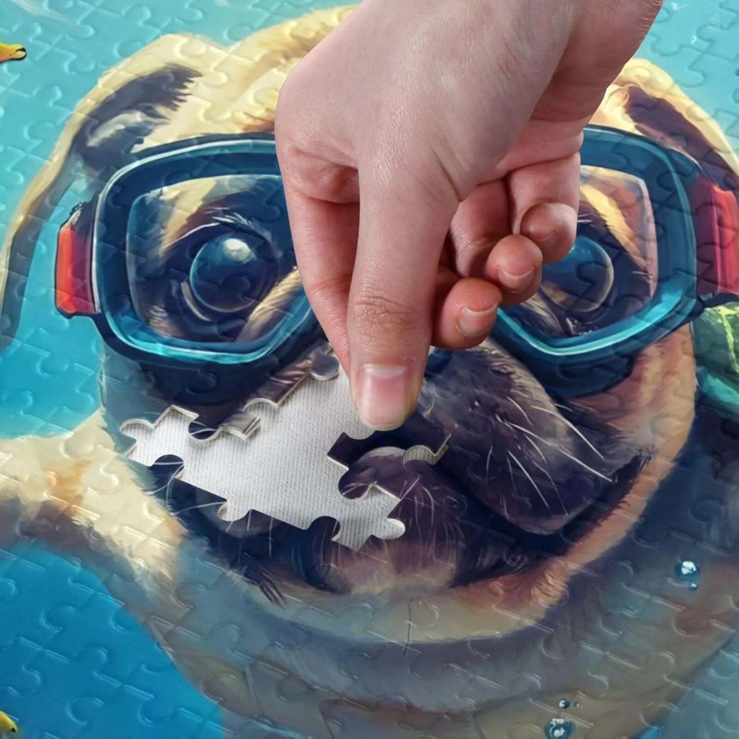 Puzzles for Adults 1000 Piece Cute Pug Swimming Underwater Fish Jigsaw Puzzles Kids Game Toys Gift Home Decor 202b8592