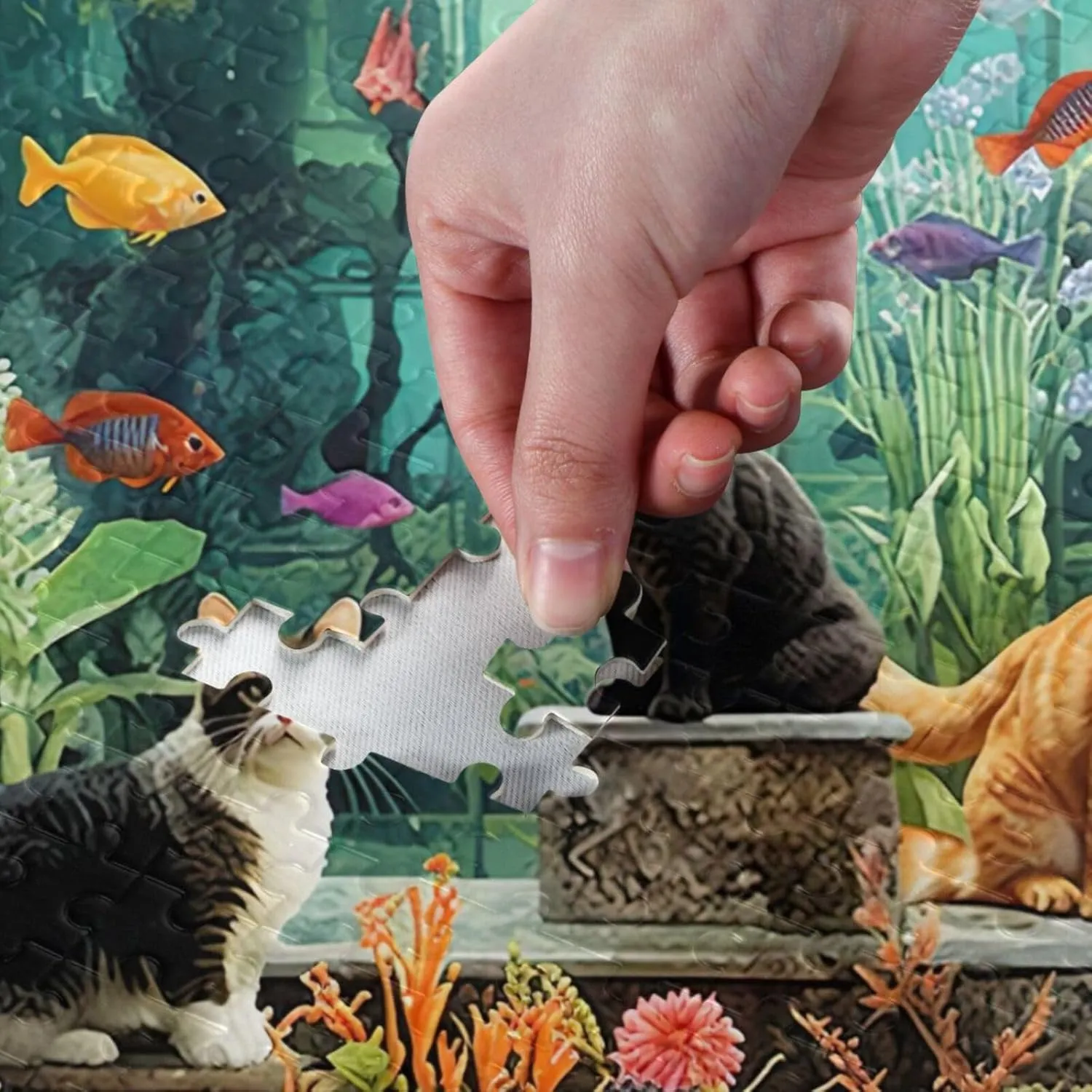 Puzzles for Adults 500 Piece Cute Cats Fish Tank Jigsaw Puzzles Kids Toy Game Gift 202a6343