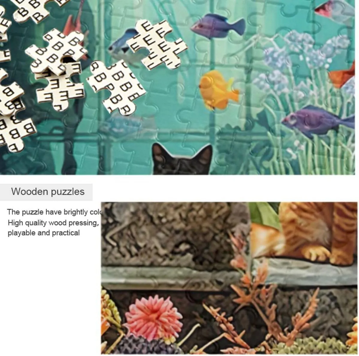 Puzzles for Adults 500 Piece Cute Cats Fish Tank Jigsaw Puzzles Kids Toy Game Gift 202a6343