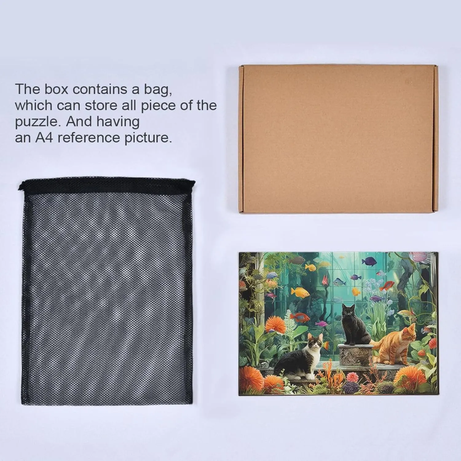 Puzzles for Adults 500 Piece Cute Cats Fish Tank Jigsaw Puzzles Kids Toy Game Gift 202a6343