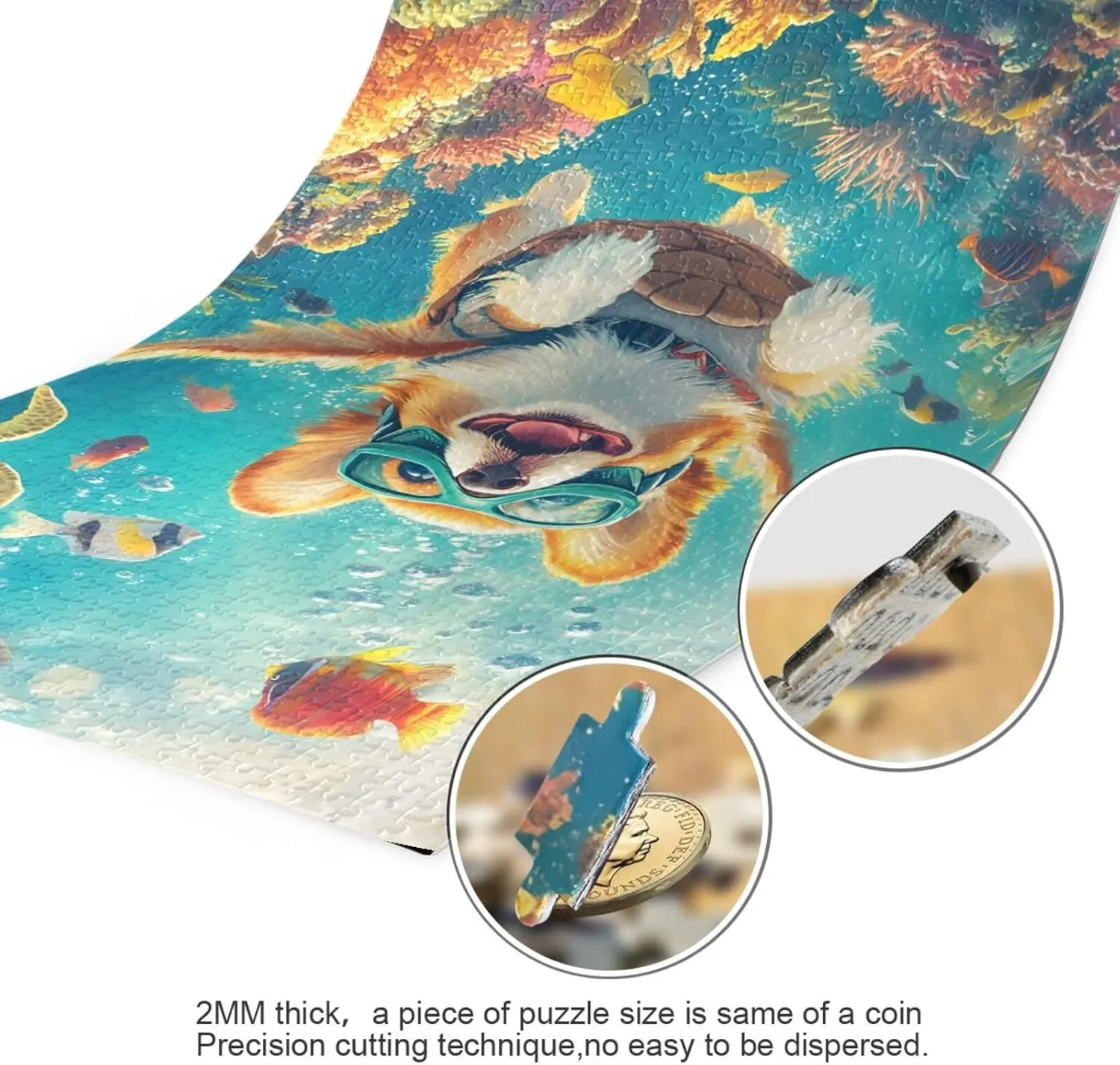 Puzzles for Adults 500 Piece Cute Corgi Swimming Underwater Fish Jigsaw Puzzles for Kids Toy Game Gift 202b8591