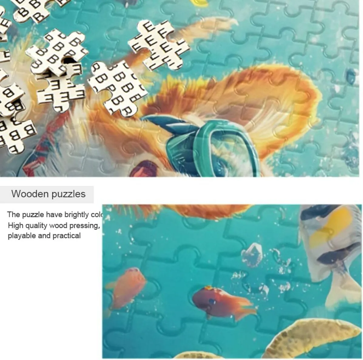 Puzzles for Adults 500 Piece Cute Corgi Swimming Underwater Fish Jigsaw Puzzles for Kids Toy Game Gift 202b8591