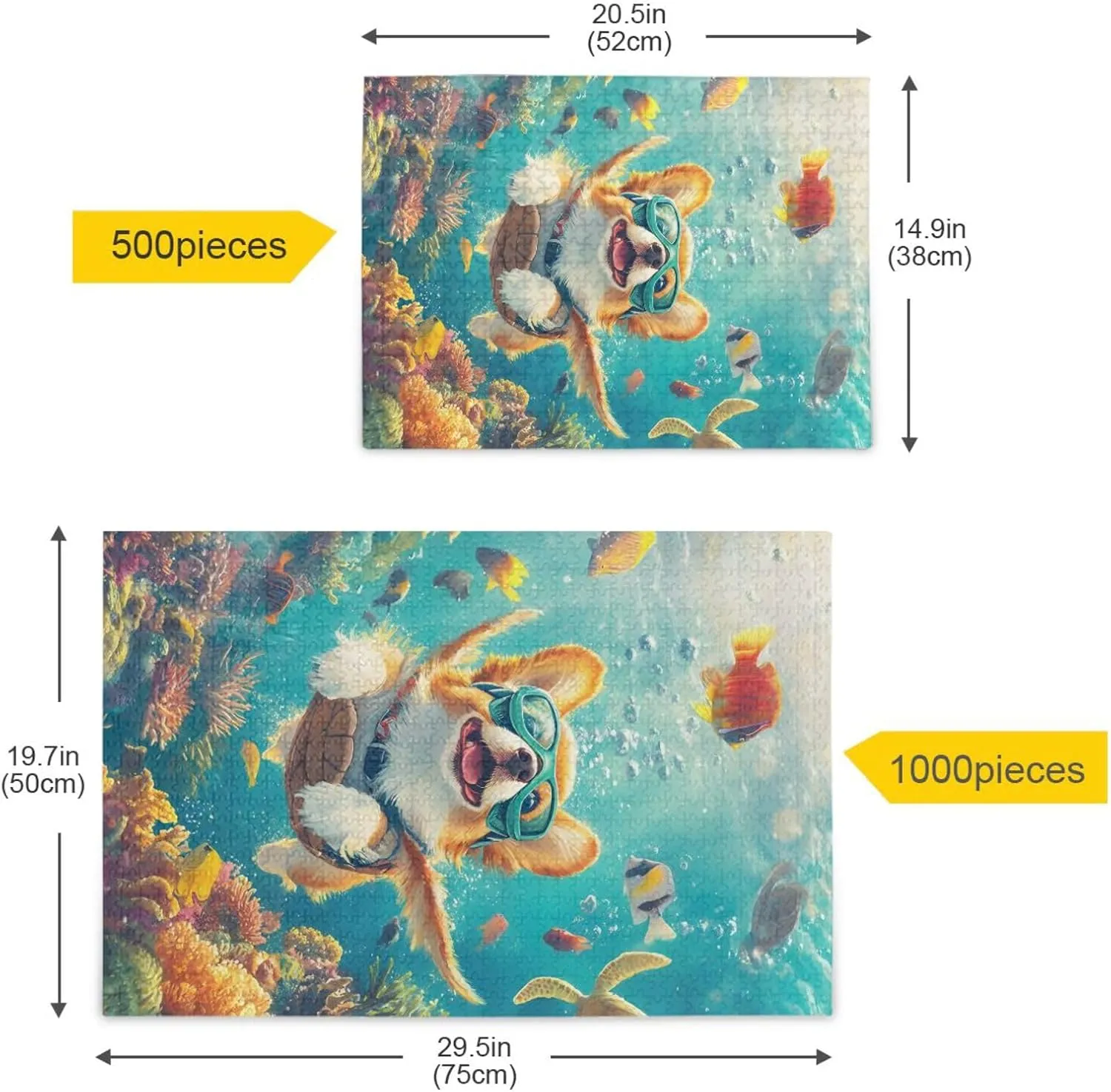 Puzzles for Adults 500 Piece Cute Corgi Swimming Underwater Fish Jigsaw Puzzles for Kids Toy Game Gift 202b8591