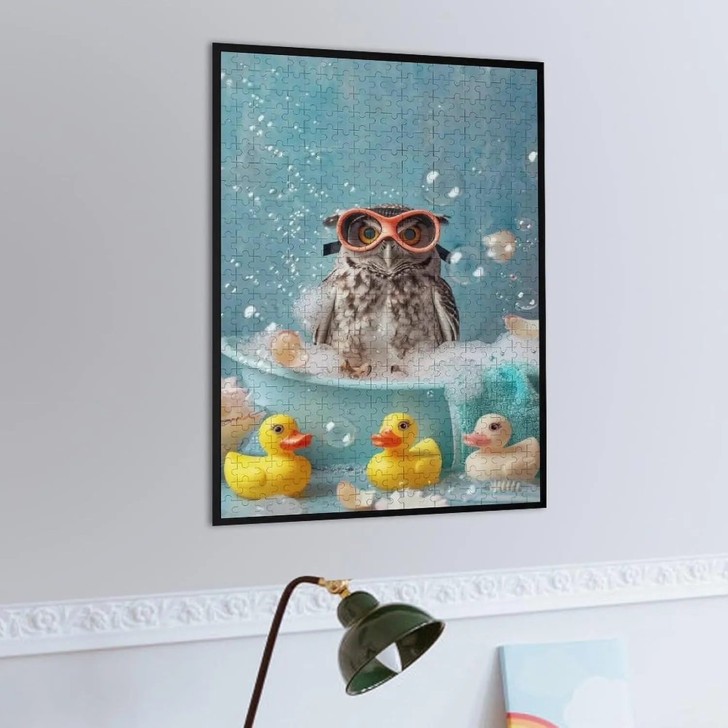 Puzzles for Adults 500 Pieces - Bubble Fish Bath Animal Cute Owl Hi-Definition Printing Beautiful Drawings,for Bedroom Decor Family Holidays,Elevate Yourself Gift Decor