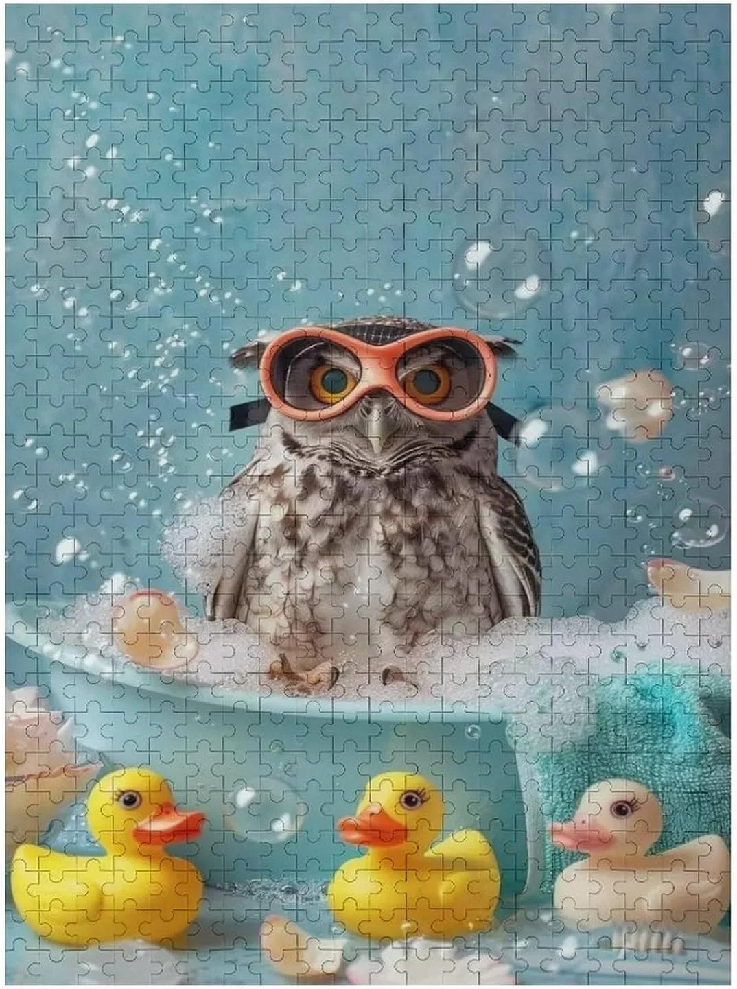 Puzzles for Adults 500 Pieces - Bubble Fish Bath Animal Cute Owl Hi-Definition Printing Beautiful Drawings,for Bedroom Decor Family Holidays,Elevate Yourself Gift Decor