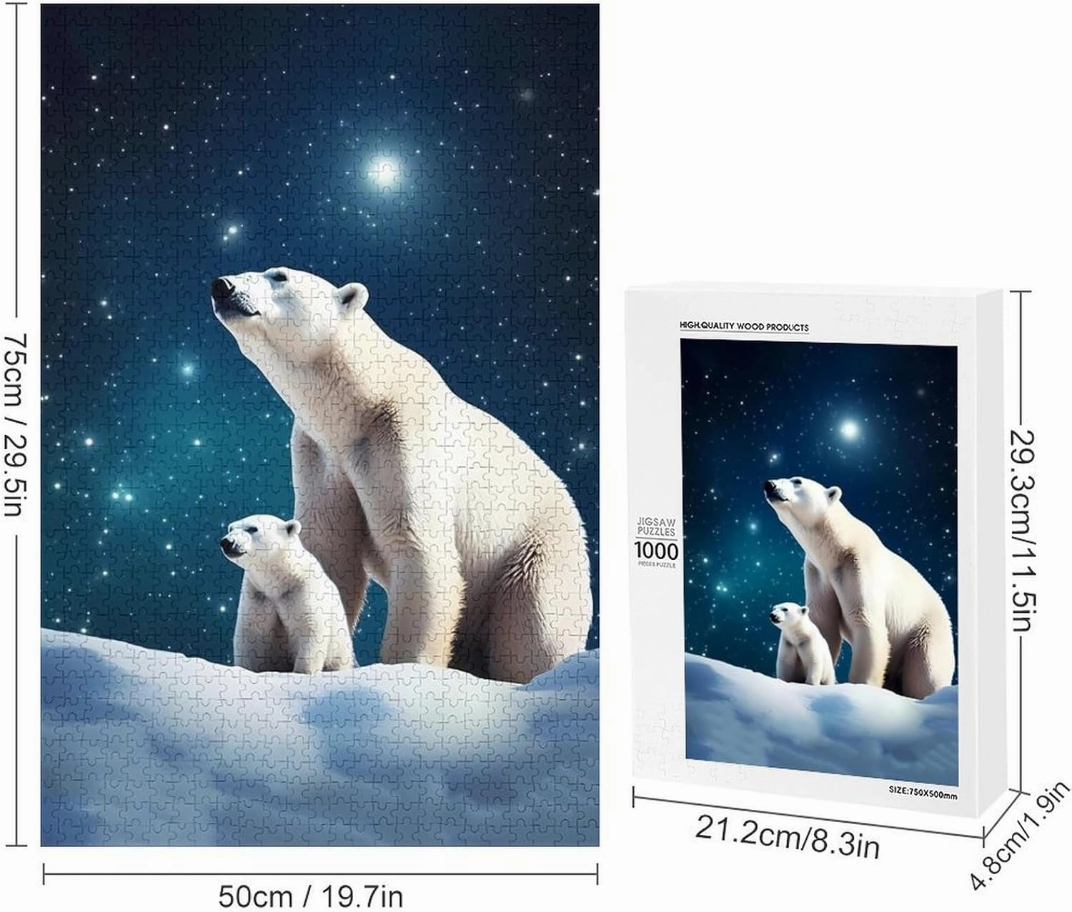 Puzzles for Adults 1000 Pieces - Cute Polar Bears Wild Animal Puzzle Challenging Educational Toys Gifts for Home Decor Family Activities