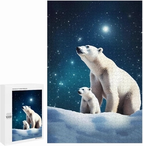 Puzzles for Adults 1000 Pieces - Cute Polar Bears Wild Animal Puzzle Challenging Educational Toys Gifts for Home Decor Family Activities