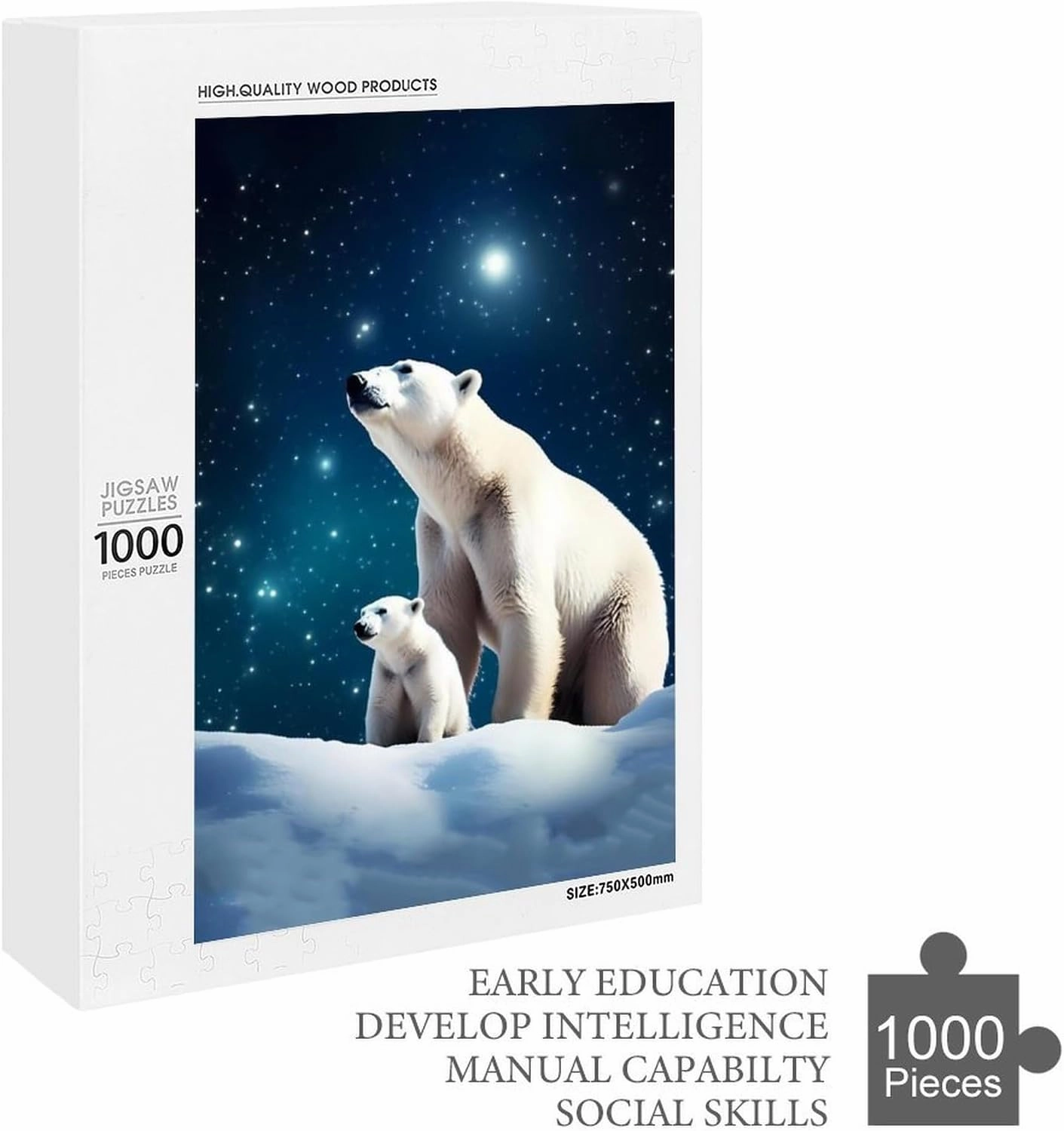 Puzzles for Adults 1000 Pieces - Cute Polar Bears Wild Animal Puzzle Challenging Educational Toys Gifts for Home Decor Family Activities