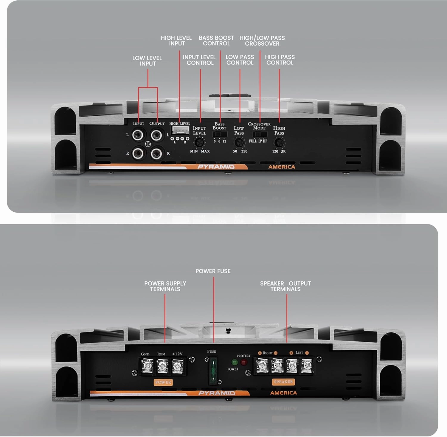 Pyramid 2 Channel Car Stereo Amplifier - 5000W High Power 2-Channel Bridgeable Audio Sound Auto Small Speaker Amp Box w/MOSFET, Crossover, Bass Boost Control, Silver Plated RCA Input Output - PB3818