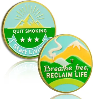 Quit Smoking Recovery Coin, Breathe Free Sobriety Coin - Addiction Recovery Medals for Anxiety Relief, Anti-Smoking Inspirational Gifts for Men Women