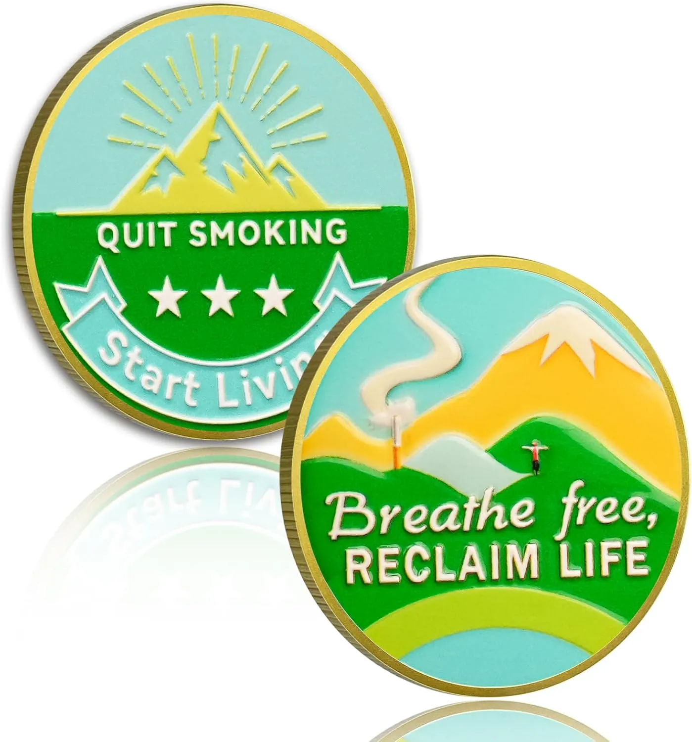 Quit Smoking Recovery Coin, Breathe Free Sobriety Coin - Addiction Recovery Medals for Anxiety Relief, Anti-Smoking Inspirational Gifts for Men Women