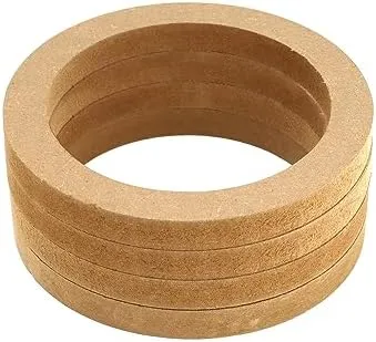 QWORK Wooden Speaker Spacer Rings, 8 Pcs 6.5" Car MDF Speaker Ring, MDF Tweeter Wood Rings for 6.5 Inch Speakers
