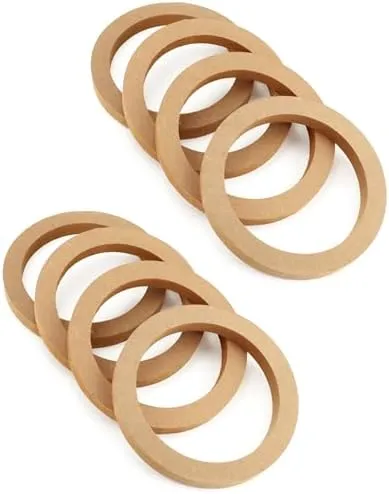 QWORK Wooden Speaker Spacer Rings, 8 Pcs 6.5" Car MDF Speaker Ring, MDF Tweeter Wood Rings for 6.5 Inch Speakers