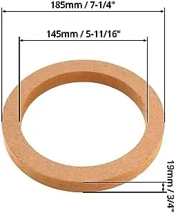 QWORK Wooden Speaker Spacer Rings, 8 Pcs 6.5" Car MDF Speaker Ring, MDF Tweeter Wood Rings for 6.5 Inch Speakers