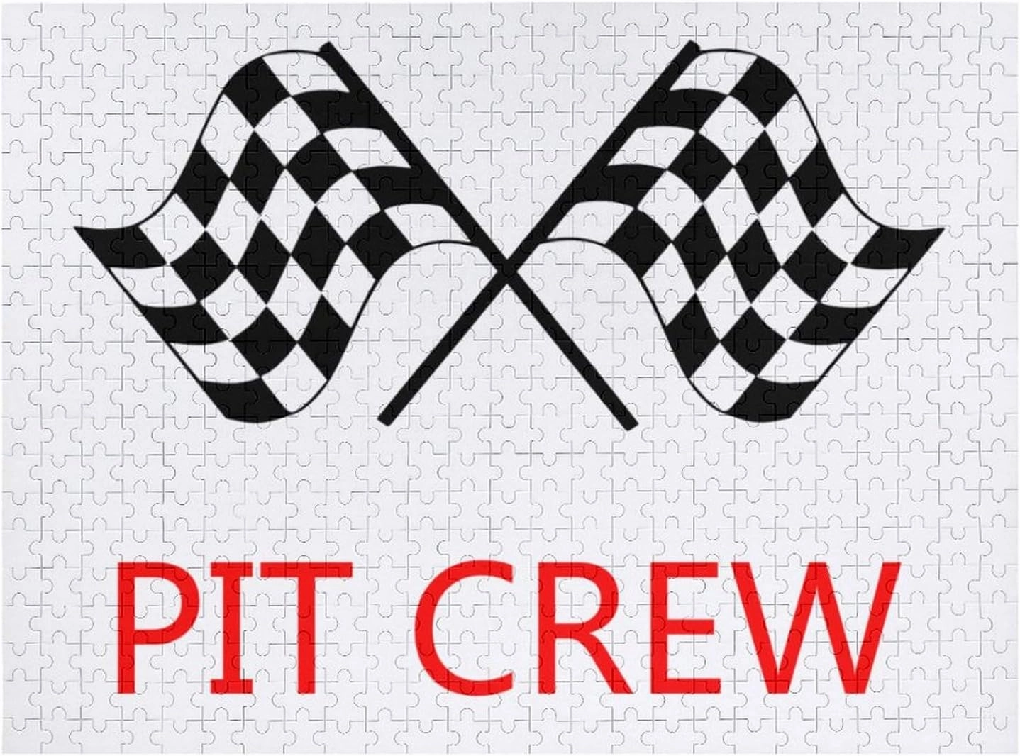 Racing Car Pit Crew Checkered Flag Funny Jigsaw Puzzle Printed Wooden Puzzle Printed Pictures Wall Art Decor for Living Room Chrismtas Gifts