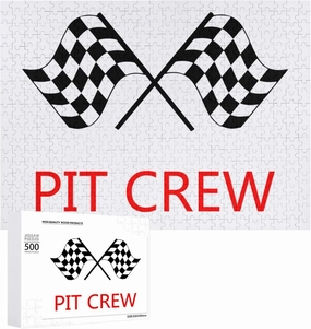 Racing Car Pit Crew Checkered Flag Funny Jigsaw Puzzle Printed Wooden Puzzle Printed Pictures Wall Art Decor for Living Room Chrismtas Gifts